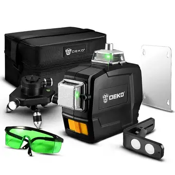 Nível a Laser Profissional 12 Linhas Verdes 20m com Acessórios Deko