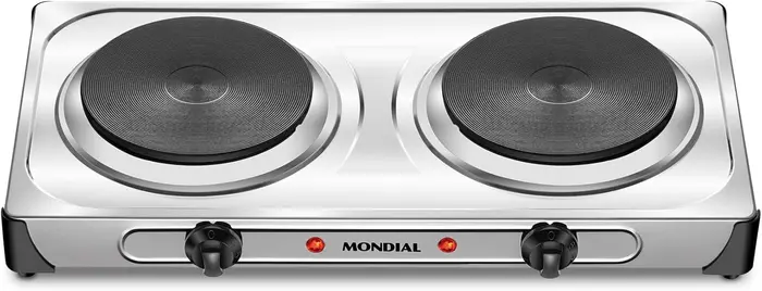 Fogareiro Elétrico Duplo Mondial FE-03 2000W Portátil Inox