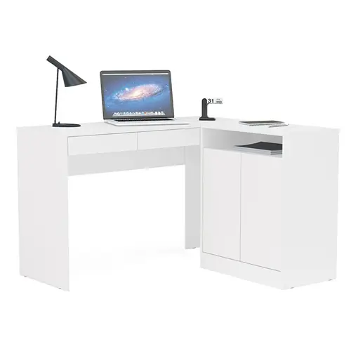 Kit Escritório Portugal 2 Portas 2 Gavetas 2 Prateleiras Branco
