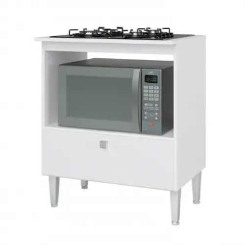 Balcão para Forno e Cooktop 5 Bocas Branco