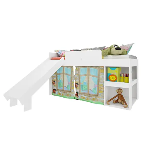 Cama Playgroud Branco com Escorregador